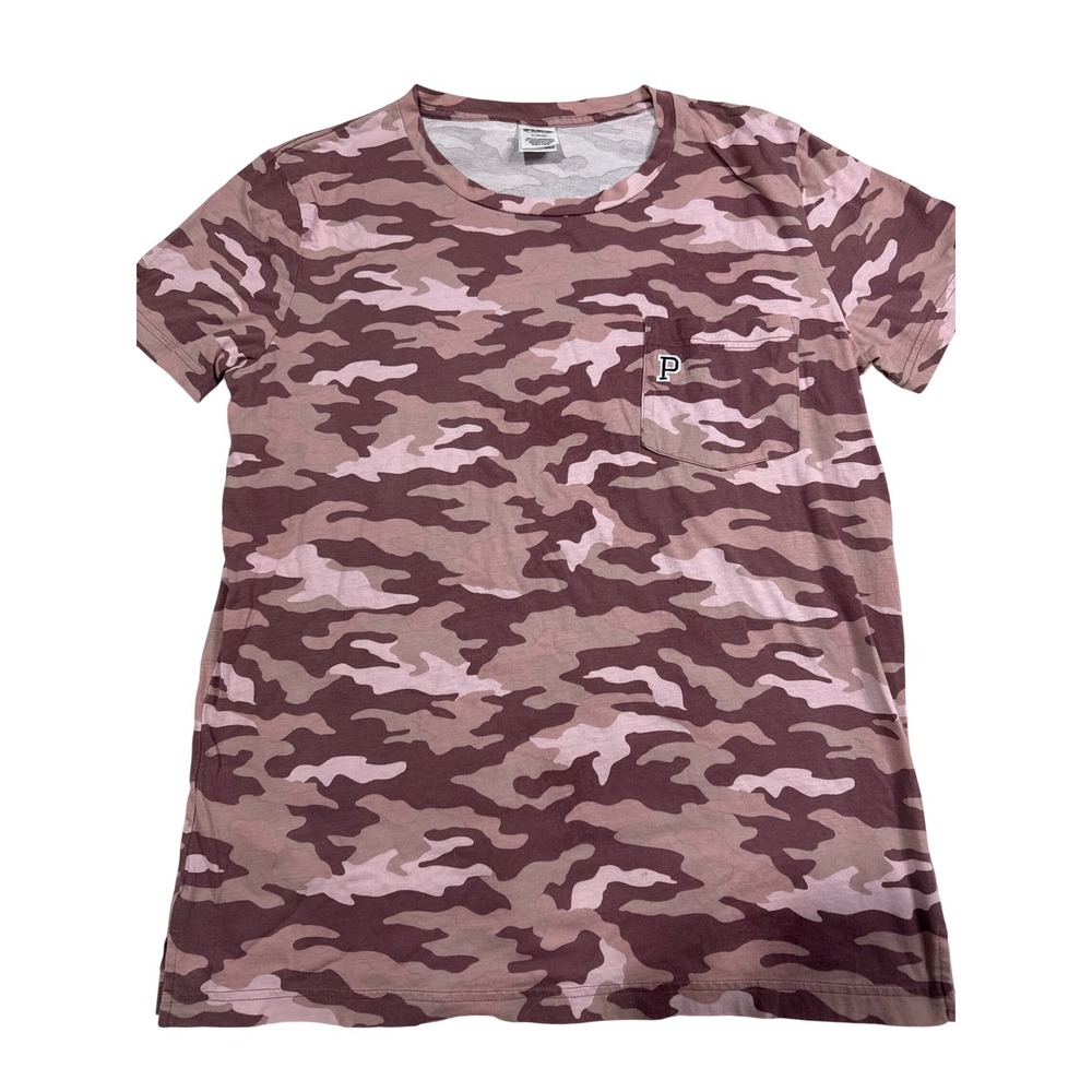 PINK Victoria's Secret Camouflage Pocket Tee Shirt Womens Size Medium
